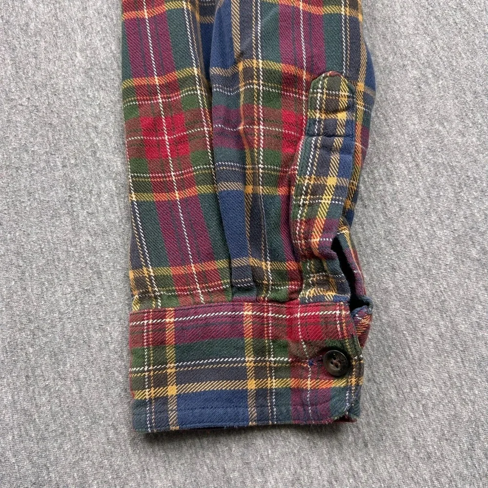 LL Bean Long Sleeve Button Down Flannel Shirt Mens Large Regular‎ Plaid 0BHF4